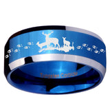 10mm Deer Hunting Beveled Edges Blue 2 Tone Tungsten Men's Engagement Ring