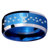 10mm Deer Antler Beveled Edges Blue 2 Tone Tungsten Men's Engagement Ring