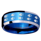 10mm Deer Tracks Beveled Edges Blue 2 Tone Tungsten Carbide Men's Ring