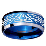 10mm Celtic Braided Beveled Edges Blue 2 Tone Tungsten Men's Engagement Ring