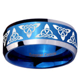 10mm Celtic Knot Beveled Edges Blue 2 Tone Tungsten Men's Engagement Ring