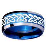 10mm Celtic Knot Love Beveled Edges Blue 2 Tone Tungsten Men's Engagement Ring