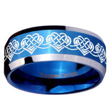 10mm Celtic Knot Heart Beveled Edges Blue 2 Tone Tungsten Men's Engagement Ring