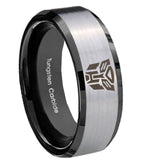 8mm Transformers Autobot Beveled Brush Black 2 Tone Tungsten Mens Bands Ring