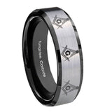 10mm Multiple Master Mason Beveled Brushed Silver Black Tungsten Rings for Men