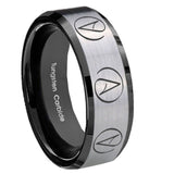 10mm Atheist Design Beveled Brushed Silver Tungsten Men's Ring