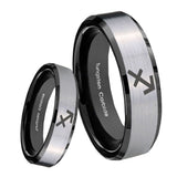 8mm Sagittarius Zodiac Beveled Brush Black 2 Tone Tungsten Personalized Ring