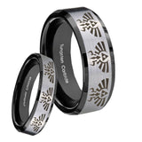 His Hers Multiple Zelda Skyward Sword Beveled Brush Black 2 Tone Tungsten Men's Band Set