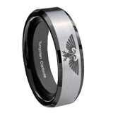 8mm Aquila Beveled Edges Brush Black 2 Tone Tungsten Wedding Engraving Ring