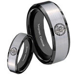 His Hers U.S. Army Beveled Brush Black 2 Tone Tungsten Mens Ring Set