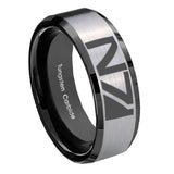 8mm N7 Design Beveled Brush Black 2 Tone Tungsten Wedding Engraving Ring