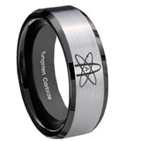 8mm American Atheist Beveled Edges Brush Black 2 Tone Tungsten Mens Bands Ring