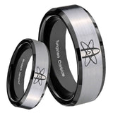 8mm American Atheist Beveled Edges Brush Black 2 Tone Tungsten Mens Bands Ring