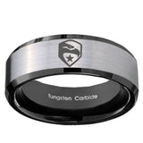 10mm GI Joe Eagle Beveled Brushed Silver Black Tungsten Wedding Engagement Ring