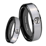 8mm GI Joe Eagle Beveled Edges Brush Black 2 Tone Tungsten Custom Mens Ring