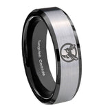 8mm Honey Bee Beveled Edges Brush Black 2 Tone Tungsten Mens Ring Personalized