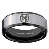 10mm Honey Bee Beveled Edges Brushed Silver Black Tungsten Personalized Ring