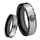 8mm 8 Ball Beveled Edges Brush Black 2 Tone Tungsten Carbide Mens Wedding Ring