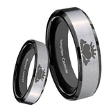 8mm Claddagh Design Beveled Brush Black 2 Tone Tungsten Men's Wedding Ring