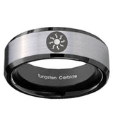 10mm Magic The Gathering Beveled Brushed Silver Black Tungsten Wedding Band Ring