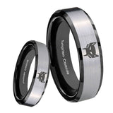 8mm Maximal Beveled Edges Brush Black 2 Tone Tungsten Mens Engagement Band