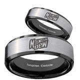 His Hers Mountain Dew Beveled Brush Black 2 Tone Tungsten Mens Ring Set