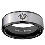 10mm Naga Beveled Edges Brushed Silver Black Tungsten Carbide Men's Ring