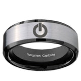 10mm Power Beveled Edges Brushed Silver Black Tungsten Carbide Custom Mens Ring