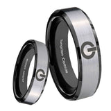 8mm Power Beveled Edges Brush Black 2 Tone Tungsten Mens Anniversary Ring