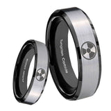 8mm Radiation Beveled Edges Brush Black 2 Tone Tungsten Mens Wedding Band