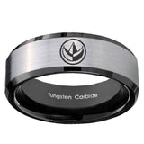 10mm Green Ranger Power Beveled Brushed Silver Black Tungsten Custom Mens Ring