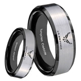 8MM Silver Black Bevel Edges US Air Force Tungsten 2 Tone Laser Engraved Ring