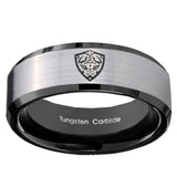 10mm Zelda Hylian Shield Beveled Brushed Silver Black Tungsten Men's Band Ring