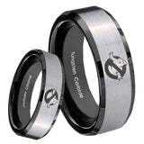 8mm Ghostbusters Beveled Brush Black 2 Tone Tungsten Wedding Engagement Ring