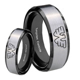 His Hers Waylon Jennings Beveled Brush Black 2 Tone Tungsten Custom Mens Ring Set