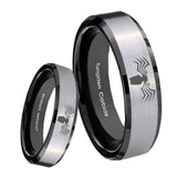 8mm Spider Beveled Edges Brush Black 2 Tone Tungsten Carbide Anniversary Ring