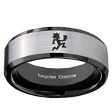 10mm Hatchet Man Beveled Brushed Silver Black Tungsten Men's Engagement Band