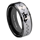 8mm Deer Hunting Beveled Brush Black 2 Tone Tungsten Wedding Engraving Ring