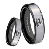 8mm Deer Hunting Beveled Brush Black 2 Tone Tungsten Men's Engagement Band