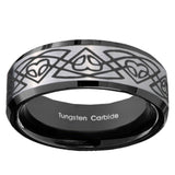 10mm Celtic Braided Beveled Brushed Silver Black Tungsten Custom Mens Ring