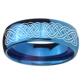 8mm Celtic Knot Dome Blue Tungsten Carbide Mens Engagement Band