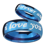 8mm I Love You Forever and ever Dome Blue Tungsten Carbide Promise Ring