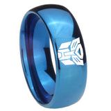 8mm Transformers Autobot Dome Blue Tungsten Carbide Rings for Men