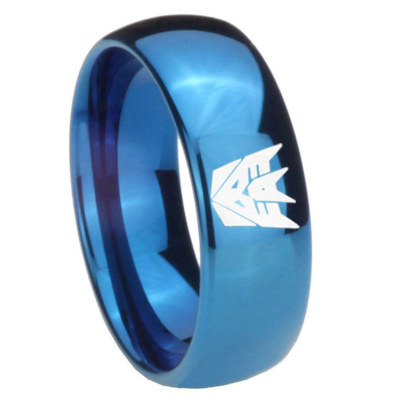 8mm Decepticon Transformers Dome Blue Tungsten Carbide Personalized Ring