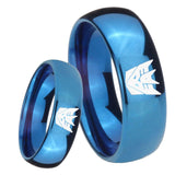 8mm Decepticon Transformers Dome Blue Tungsten Carbide Personalized Ring