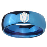 8mm Chief Master Sergeant Vector Dome Blue Tungsten Wedding Engagement Ring