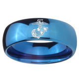 8mm Marine Dome Blue Tungsten Carbide Men's Wedding Ring