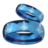 His Hers Multiple Master Mason Dome Blue Tungsten Men's Engagement Band Set