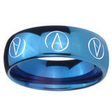 8mm Atheist Design Dome Blue Tungsten Wedding Engagement Ring