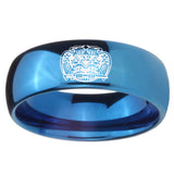 8mm Masonic 32 Degree Freemason Dome Blue Tungsten Carbide Wedding Engraving Ring